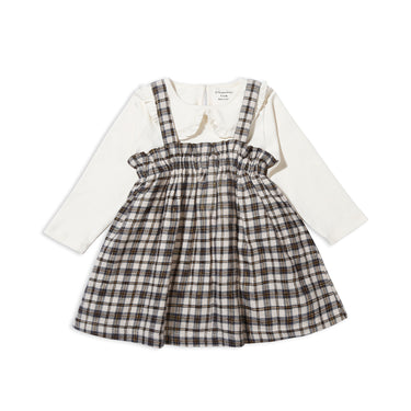 Peter Pan Collar Tee With Ruffled Lurex Checked Pinafore