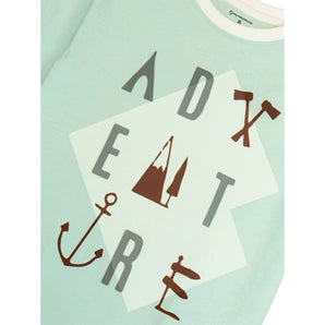 Round Neck T-Shirt Regular Fit with Adventure Print - Dusty Aqua