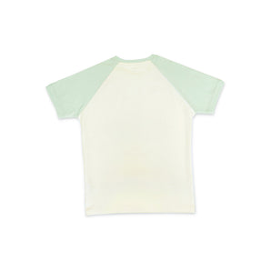 Round Neck T-Shirt Raglan Sleeve Regular Fit with Chest Print - Vanilla Ice