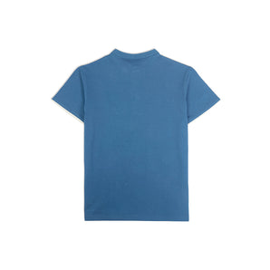Henley Neck T-Shirt Short Sleeve Regular Fit Solid with Contrast Tipping - Jasper Blue