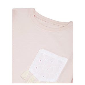 Eyelet Pocket With Tassel Top - Icy Pink