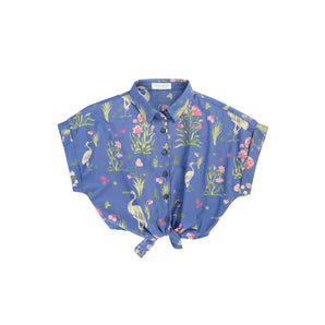Floral Tie Front Shirt - Nature Print