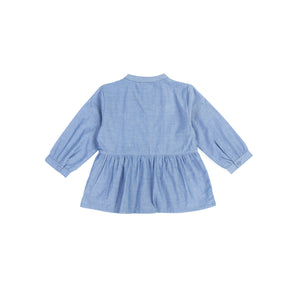 Chambray Peplum Embroidered Top