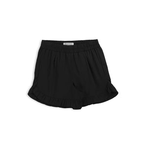 Cotton Ruffled Mid-Rise Shorts - Black