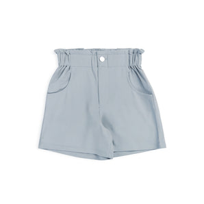 Paper Bag High Waist Shorts - Steel Grey
