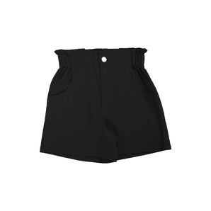 Paper Bag High Waist Shorts - Black