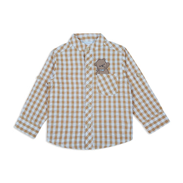 Checked Shirt With Teddy Bear Patch