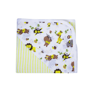 Baby Hooded Towel - Muslin Hood - Yellow Stripes