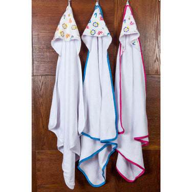 Infant Hooded Towel Wrap - Carnival Print White/Blue - MyMilestones 