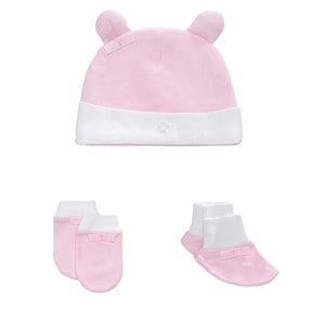 Accessories (Cap, Mittens, Booties) Gift Set 3 pcs - Girls - Pink