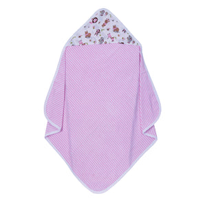 Baby Hooded Towel - Muslin Hood - Pink Stripes