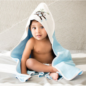 Baby Hooded Towel - Dual Layered - Blue Solid
