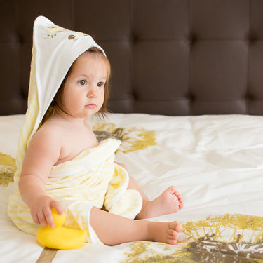 Baby Hooded Towel - Dual Layered - Lemon Yellow Solid - MyMilestones 