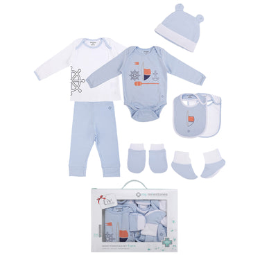 Infant Essentials Clothing Gift Set - 8pc - Full Sleeves - Boys - Baby Blue - MyMilestones 