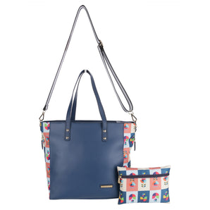 High Street Leather Tote Baby Diaper Bag - Navy Mashal