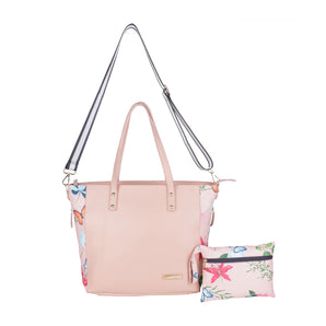 High Street Leather Tote Baby Diaper Bag - Peach Spring