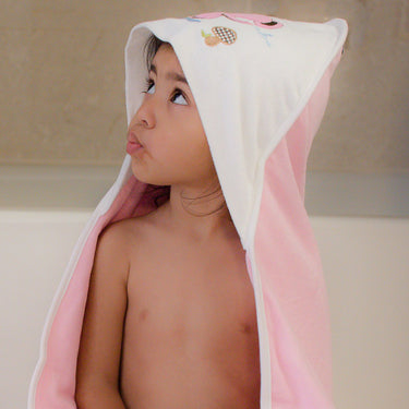 Baby Hooded Towel - Dual Layered - Pink Stripes - MyMilestones 