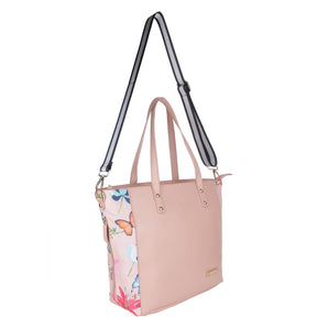 High Street Leather Tote Baby Diaper Bag - Peach Spring