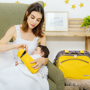 Duo Detach 2-In-1 Baby Diaper Bag/Mothers Bag - Grey/Yellow