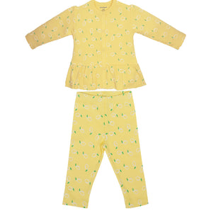 Baby Top & Bottom Set - Yellow Lemon Print