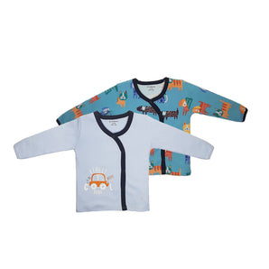 T-shirt Full Sleeves Boys Dog Print/Baby Blue - 2pc set