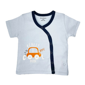 T-shirt Half Sleeves Boys Dog Print/Baby Blue 2set