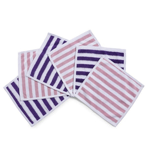 Face Towel - Modern Stripes 6pc - Pink/Purple
