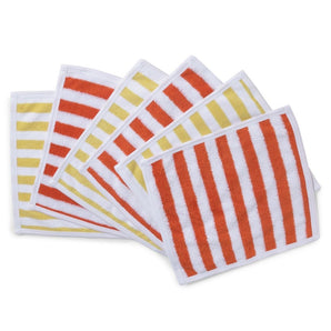 Face Towel - Modern Stripes 6pc - Orange/Yellow