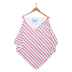 Baby Hooded Towel - Modern Stripes - Pink/White