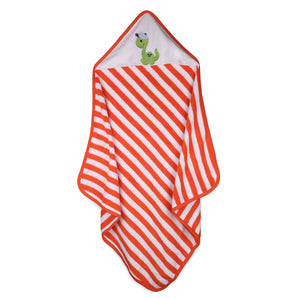 Baby Hooded Towel - Modern Stripes - Orange/White