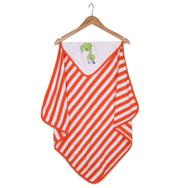 Baby Hooded Towel - Modern Stripes - Orange/White - MyMilestones 