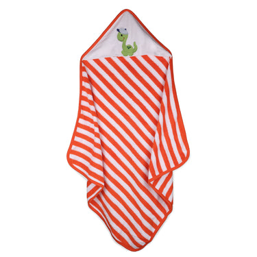 Baby Hooded Towel - Modern Stripes - Orange/White - MyMilestones 