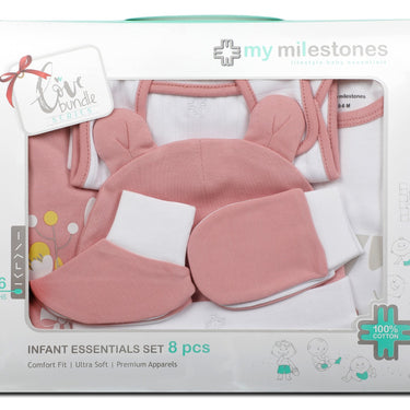 Infant Essentials Clothing Gift Set - 8pc - Half Sleeves - Girls - Peach - MyMilestones 
