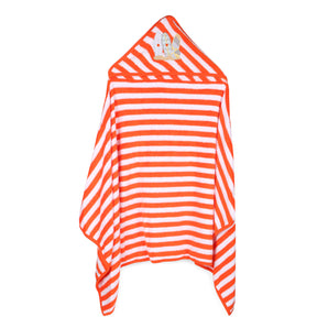 Hooded Towel Wrap - Orange/White