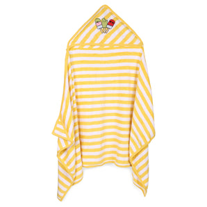 Hooded Towel Wrap - Yellow/White