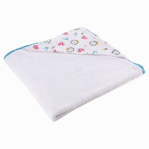 Infant Hooded Towel Wrap - Carnival Print White/Blue