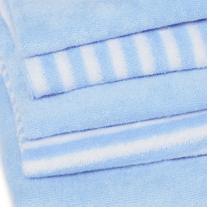 My Milestones 100% Premium Cotton Terry Baby Washcloth / Napkin 5pc Set - Blue.