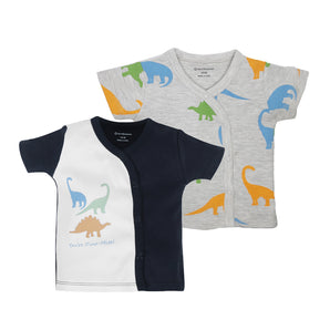 T-shirt Half Sleeves Boys Grey Dino / Navy Blue -2Pc Pack