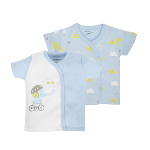 T-shirt Half Sleeves Boys Baby Blue Cloud / Baby Blue -2Pc Pack