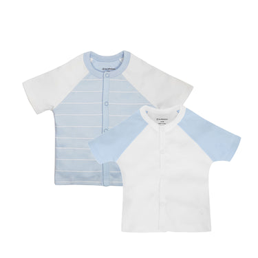 T-shirt Half Sleeves Boys 2pc Pack - White/Baby Blue - MyMilestones 