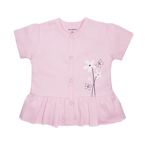 Baby Top and Bottom Set - Bottom Frill - Girls - Pink