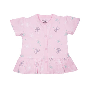 Top Half Sleeves Girls - Pink Butterfly Print