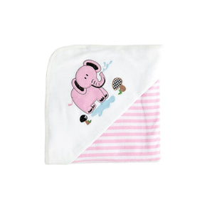 My Milestones 100% Cotton Terry Hooded Baby / Toddlers Bath Towel - Pink Stripes.