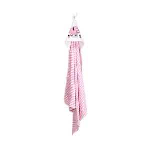 My Milestones 100% Cotton Terry Hooded Baby / Toddlers Bath Towel - Pink Stripes.