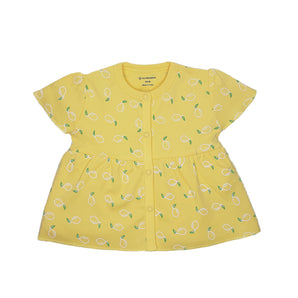 Top Half Sleeves Girls Yoke Style - Lemon Yellow